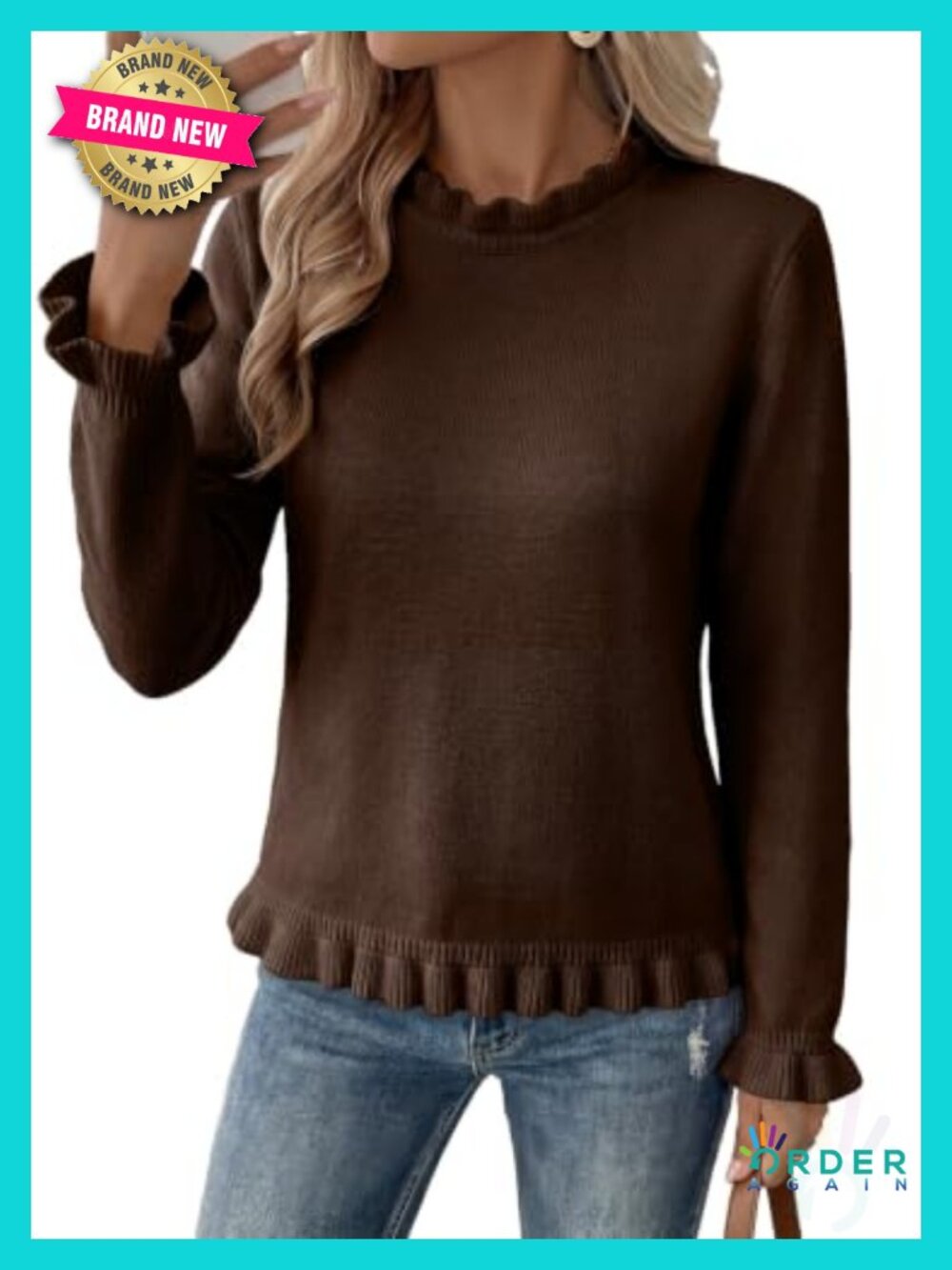 Peplum Sweater with Ruffle Sleeves for Women